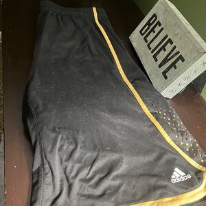 Adidas Black and Gold Athletic Shorts